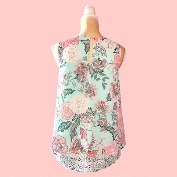 Chenault cute pretty pale green with lots of flowers in pinks and white! - Picture 7 of 10